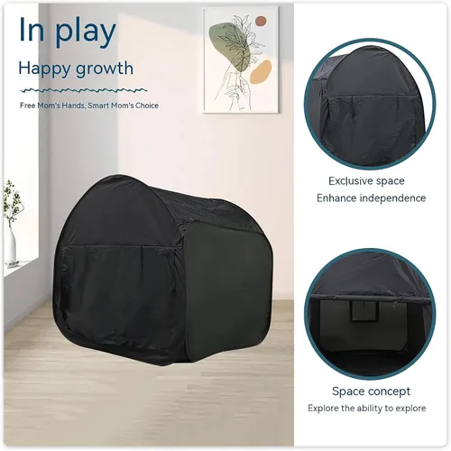 Vista 7 de Tienda Sensorial para Niños de 35.4 x 35.4 x 35.4 pulgadas - Refugio Calmante Certificado CPC con Rincón Oscuro y Silencioso Tienda Portátil