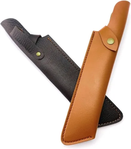 Vista 4 de Funda de cuchillo de hoja fija, funda de cuero recta para cuchillos, funda táctica EDC con trabilla para cinturón para cazar