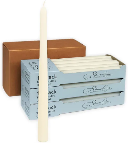 Vista 13 de Stonebriar Unscented Taper Candles — 7 Hour Burn Time, Candle Stick Candles for Weddings, Holidays, Home Décor & Special Events, Pack of 4, Ivory