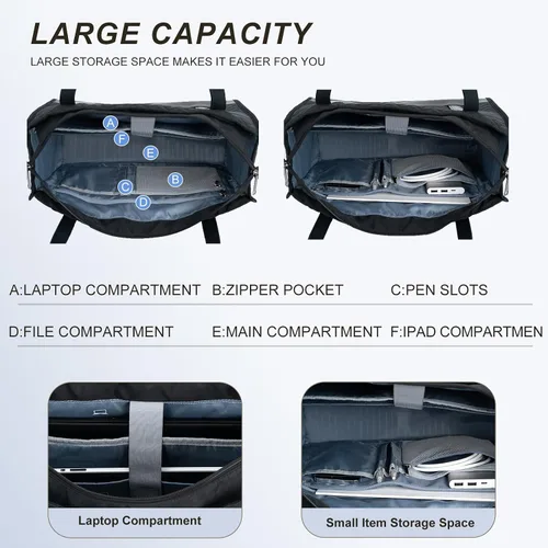 Vista 3 de EMPSIGN - Maletín para laptop para mujer de 16 pulgadas, Acolchado, negro, L, Elegante