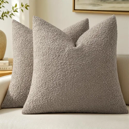 Vista 24 de MIULEE - Fundas de almohada decorativas para sofá lumbar de 16 x 16 pulgadas, color beige Set of 2 Textured Neutral Throw Pillow Covers, Accent