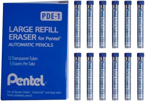 Vista 5 de Pentel PDE1BP2 Borrador de repuesto para AL, Ax y PD Pencil Series 5 piezas por tubo, (2 tubos), color blanco