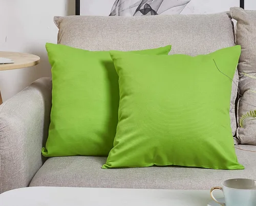 Vista 2 de TangDepot - Funda de almohada decorativa de algodón sólido, 12 x 12 pulgadas, verde manzana