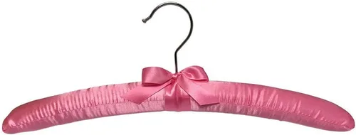 Vista 4 de 6 perchas acolchadas de satén liso rosa de 15 pulgadas de largo para vestido, lencería nupcial