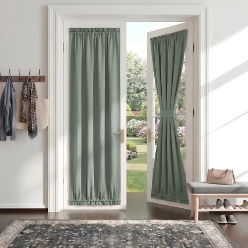 Vista 20 de PONY DANCE Persianas para puertas – Paneles opacos para tratamiento de ventanas, cortinas sólidas de alta resistencia con bolsillo para barra