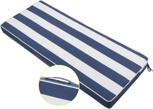 Vista 12 de FUNHOME Cojín de Banco para Exteriores 42 x 18 x 3 Pulgadas, Cojín de Sofá Portátil Resistente al Agua, Cojín de Columpio de Porche con Asa y Lazos
