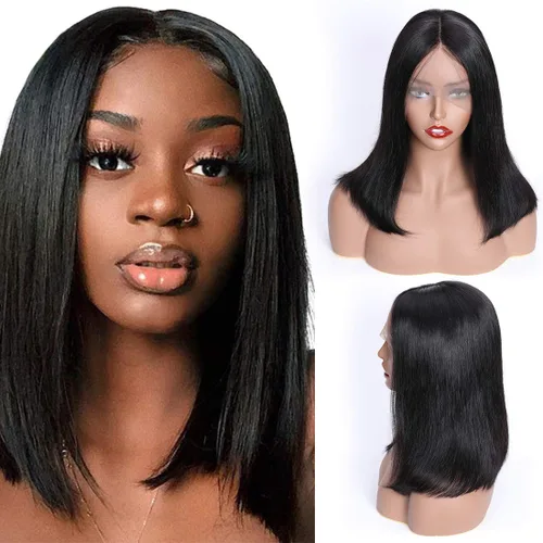Vista 8 de Pelucas cortas y rectas con encaje frontal de 10 pulgadas, pelucas de cabello humano peruano con encaje frontal para mujer, línea capilar natural