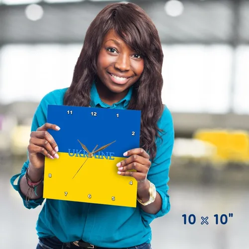 Vista 2 de 3dRose Flag of Ukraine of Blue and Yellow 10x10 Wall Clock