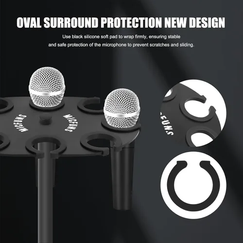 Vista 4 de TM100 Soporte para micrófono múltiple para soporte de micrófono, accesorio de bandeja cuadrada con capacidad para hasta 8 micrófonos en el escenario