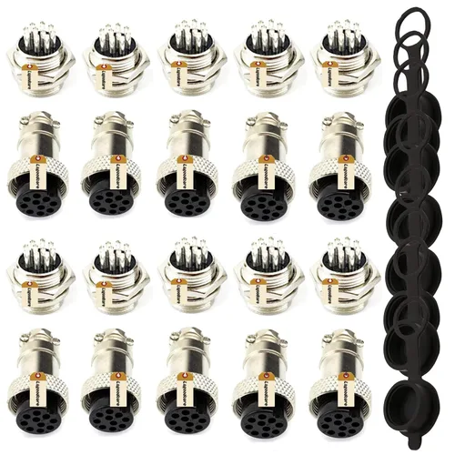 Vista 11 de Lsgoodcare Kit de surtido de 48 piezas, conector de cable de aviación macho hembra de 6 pines, 7 pines, 8 pines, 9 pines, 10 pines, rosca de 16 mm