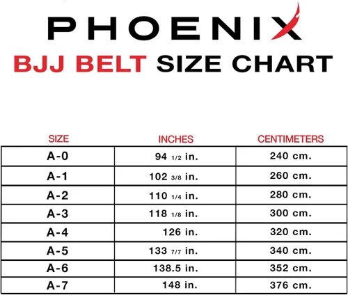 Vista 6 de Phoenix Fight Gear Cinturón BJJ para adultos para Jiu Jitsu, cinturón brasileño Jiu Jitsu con barra de manga clasificatoria, aprobado por