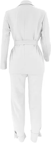 Vista 3 de Trajes de pantalones para mujer, 2 piezas, casual, talla grande, parte delantera abierta, conjunto de pantalón, traje de boda, graduación, trabajo