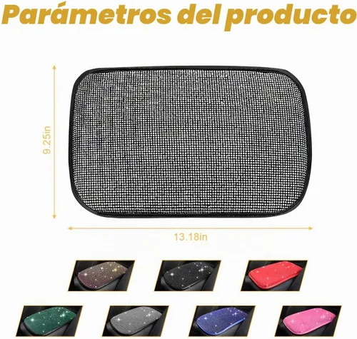 Vista 2 de Moly Magnolia - Funda brillante para consola central de auto, almohadilla de reposabrazos de diamante de moda, cojín protector de brazo de cristal