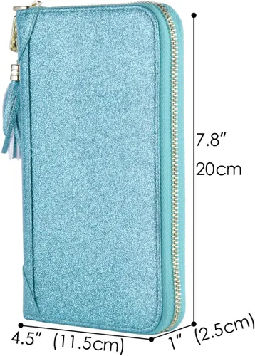 Vista 5 de Easyoulife - Monedero de cuero con cremallera, billetera portatarjetas para mujer, bloqueo RFID