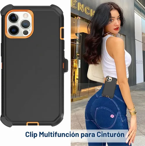 Vista 6 de Funda para iPhone 11 Pro Max con funda de clip para cinturón, 2 protectores de pantalla, protección contra caídas de grado militar, cuerpo completo