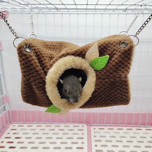 Vista 4 de Hamaca de animales pequeños, hamaca colgante de hámster y túnel de cama cálida jaula de nido para colgar túnel y hamaca para planeador de azúcar