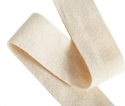 Vista 2 de Abbaoww Cinta de sarga de algodón de 50 yardas, 1 pulgada, cinta de cinta natural suave en espiga para coser manualidades, color beige