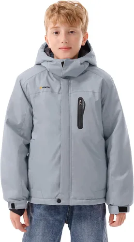 Vista 4 de GEMYSE Chaqueta de esquí impermeable para niño con capucha y forro polar resistente al viento