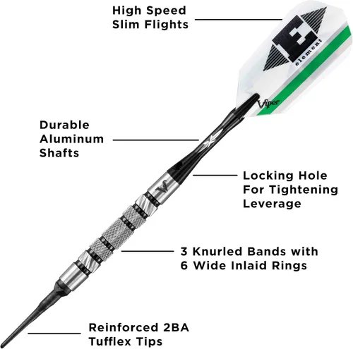 Vista 3 de Viper Element - Dardos de punta suave 90% tungsteno