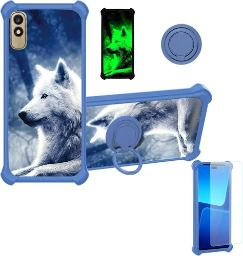 Vista 26 de jioeuinly Cricket Ovation 2 - Funda compatible con AT&T Maestro Max (2021), con protector de pantalla de vidrio templado, policarbonato duro +