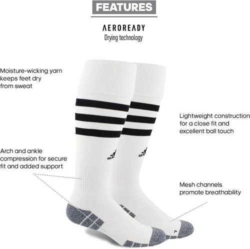 Vista 2 de adidas 3-Stripe Hoop Soccer Socks (1-Pair) with Arch Compression for a Secure Fit