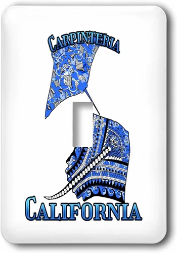 Vista 2 de 3dRose Blue tribal stingray for any vacation to Carpinteria, California 2 plug outlet cover
