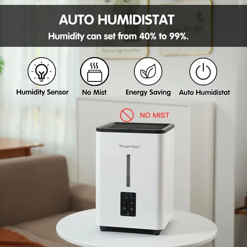 Vista 3 de Humidificadores evaporativos para habitación grande de dormitorio, 1.55 galones, humidificador evaporativo de niebla fría de 20 W, 7 velocidades