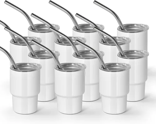 Vista 15 de AGH vaso de chupito de 3 oz, mini vaso con popote y tapa, vasos de chupito de acero inoxidable mate de colores, vasos con aislamiento al vacío