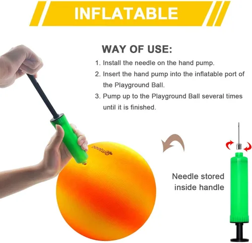 Vista 5 de Pelotas Cuatro Cuadrados, pelota de parque infantil de 8.5 pulgadas para juegos al aire libre de niños de dodgeball, kickball, balonmano con bomba