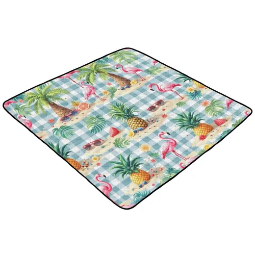 Vista 2 de Coral Tropical Gingham - Tapete suave y grueso para gimnasio y actividades para el suelo, cómodo tapete de gimnasio para bebés y niños pequeños, 50