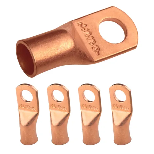 Vista 242 de SELTERM - 5 terminales de anillo resistentes para cable de batería, calibre 1/0 AWG, pernos de 1/2 pulgadas, terminales de calibre 0, ojales
