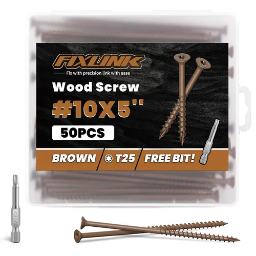 Vista 15 de Tornillos para madera de 2-1/2 pulgadas, tornillos para terraza FIXLINK #10 x 2-1/2", 310 piezas, recubiertos con epoxi, broca de estrella T25