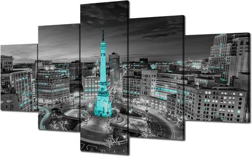 Vista 16 de Cawpom Arte de pared de Los Ángeles en blanco y negro, cuadro decorativo para pared, diseño de horizonte de Los Ángeles, póster de palmera, marco