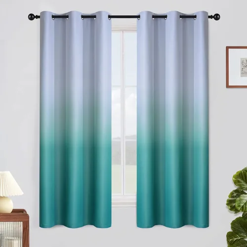 Vista 233 de SimpleHome Cortinas degradadas degradadas para oscurecer la habitación de 36 pulgadas de largo para dormitorio, con ojales y bloqueo de luz Negro