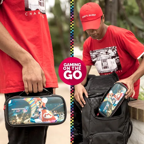 Vista 5 de Game Traveler Mario Kart Nintendo Switch Case - Switch OLED Case for Switch OLED Switch Switch Lite Adjustable Viewing Stand Bonus Game Cases