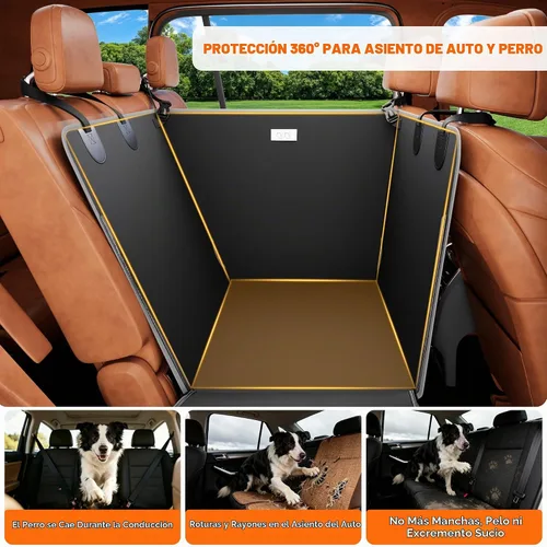 Vista 7 de njnj Funda de asiento de coche para asiento trasero de perro - Impermeable para perros de media hamaca para autos, protector de asiento trasero
