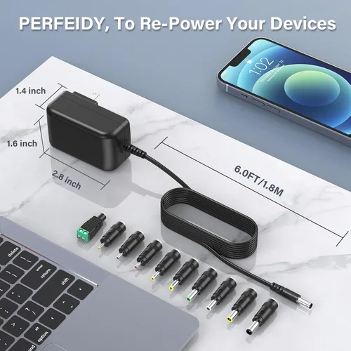 Vista 8 de 26V 1A 0.5A Cargador Cable de Alimentación Adaptador de CA con 10 Multi