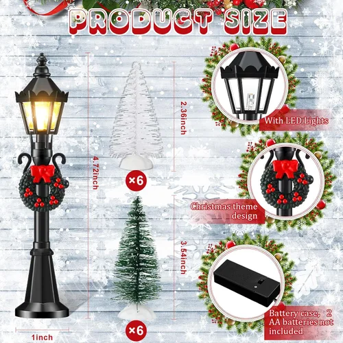 Vista 2 de Shappy 24 piezas de lámpara de Navidad, accesorios de pueblo, mini lámpara de calle, casa de muñecas, modelos de farola para modelos de luces