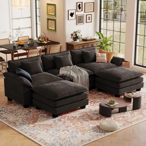 Vista 111 de CDCASA Silla de acento de gran tamaño de 50'' con otomana Asiento extra ancho y profundo estilo sofá nube para sala de estar, dormitorio, rincón