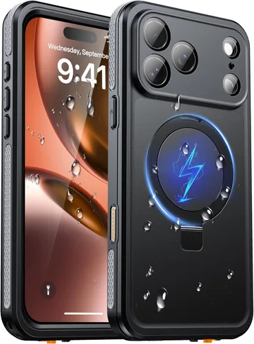 Vista 19 de Oterkin Funda magnética impermeable para iPhone Air con [protector de pantalla integrado] [soporte invisible] [compatible con MagSafe]