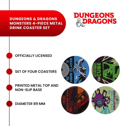 Vista 10 de Dungeons & Dragons Monsters - Juego de posavasos de metal (4 piezas)