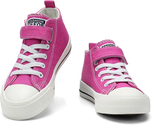 Vista 4 de Fefoe Kid Shoes for Boys Girls Canvas Lightweight Shoes Athletic Running Classic Adjustable Strap Sneakers
