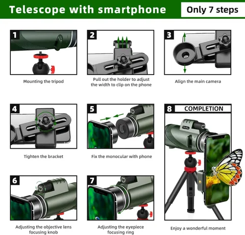 Vista 6 de Monocular Telescope, 80×100 Monoculars for Adults