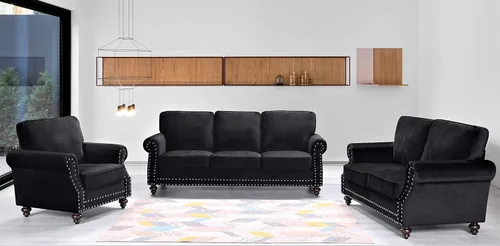 Vista 20 de Container Furniture Direct Lotus - Sofá biplaza tapizado de terciopelo moderno de mediados de siglo, con brazos enrollados, color beige