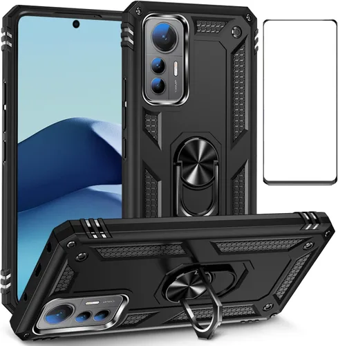 Vista 89 de Funda para Xiaomi POCO X3 NFC /X3 Pro con protector de pantalla, armadura de protección militar híbrida resistente a prueba de golpes, funda Negro