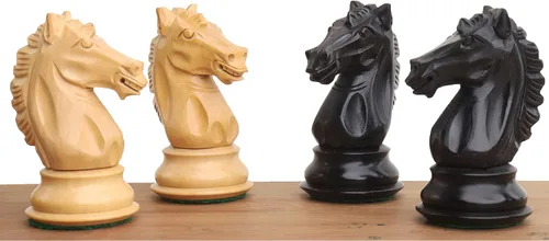 Vista 3 de Royal Chess Mall - Juego de piezas de ajedrez Alban Knight Staunton de 4" - Boj ebonizado ponderado
