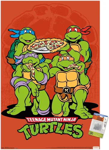 Vista 6 de Trends International Nickelodeon Teenage Mutant Ninja Turtles - Póster de pared de pizza, 14.725 x 22.375 pulgadas, paquete de póster premium