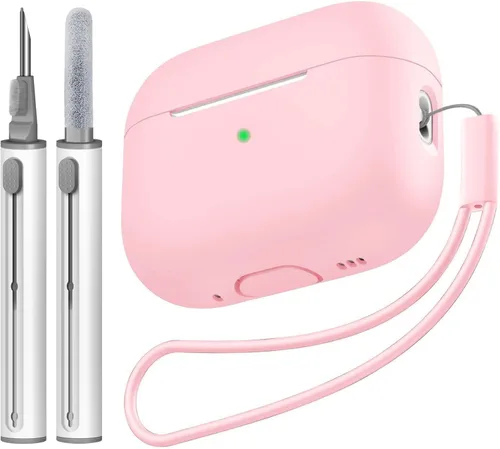 Vista 24 de Compatible con Airpods Pro 2 Case, Funda Protectora de Piel de Silicona Suave con Kit de Limpieza y Cordón Compatible para AirPod Pro de 2ª