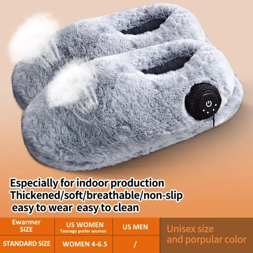 Vista 6 de Pantuflas térmicas para pies fríos, almohadilla térmica eléctrica portátil para mujer, recargable, 3-6 horas de calefacción, alimentadas por batería
