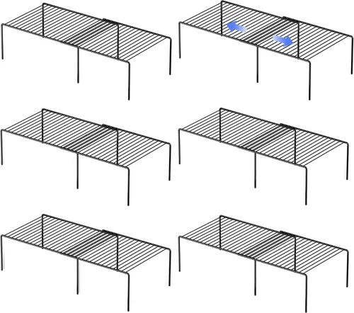 Vista 11 de Estante Expandible de Redrubbit, Organizador de Almacenamiento de Metal Resistente a la Oxidación para Cocina, Nevera, Baño, Negro